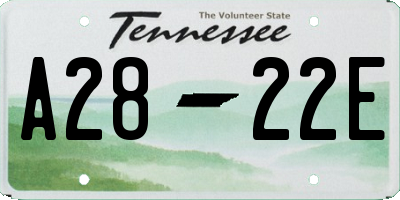TN license plate A2822E