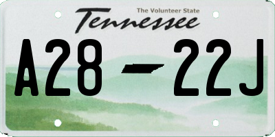 TN license plate A2822J