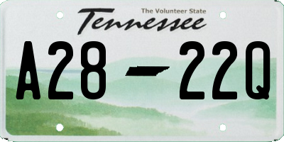 TN license plate A2822Q