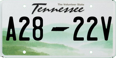 TN license plate A2822V