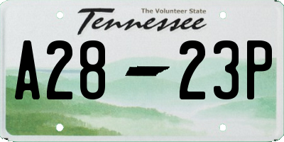 TN license plate A2823P