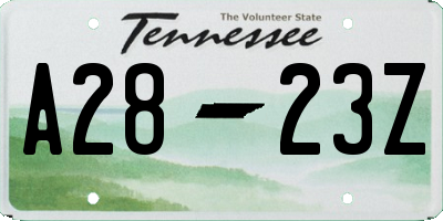 TN license plate A2823Z