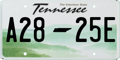 TN license plate A2825E