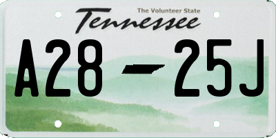 TN license plate A2825J