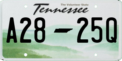 TN license plate A2825Q