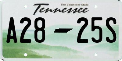 TN license plate A2825S