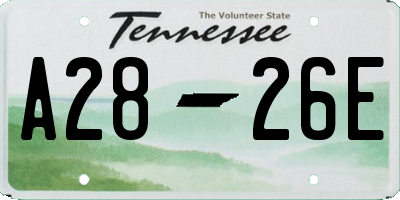 TN license plate A2826E