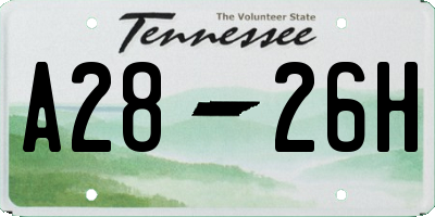TN license plate A2826H