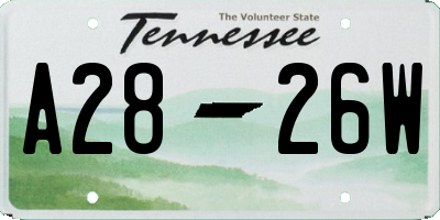 TN license plate A2826W