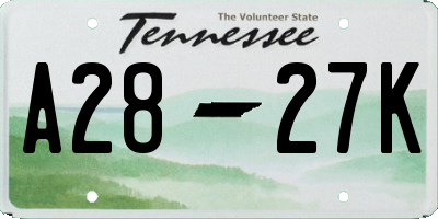 TN license plate A2827K