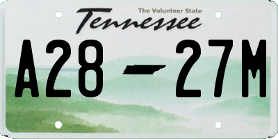 TN license plate A2827M