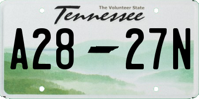 TN license plate A2827N