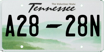 TN license plate A2828N