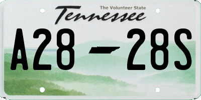 TN license plate A2828S