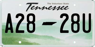 TN license plate A2828U