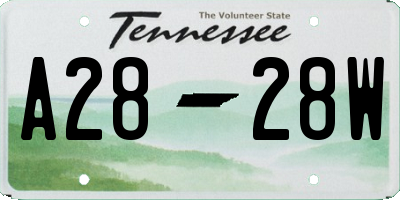 TN license plate A2828W