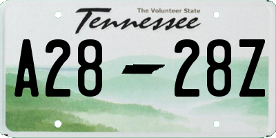 TN license plate A2828Z