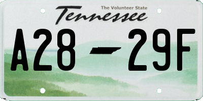 TN license plate A2829F