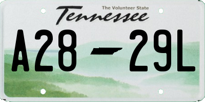 TN license plate A2829L