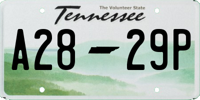 TN license plate A2829P