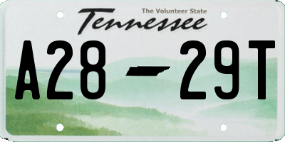 TN license plate A2829T