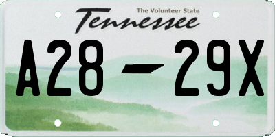 TN license plate A2829X