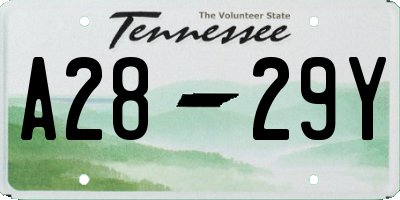 TN license plate A2829Y