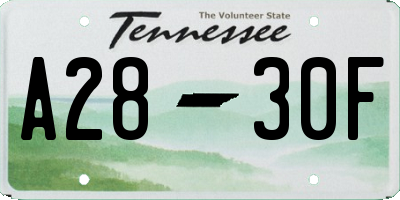 TN license plate A2830F