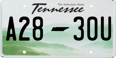 TN license plate A2830U