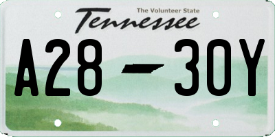 TN license plate A2830Y