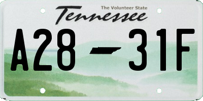 TN license plate A2831F