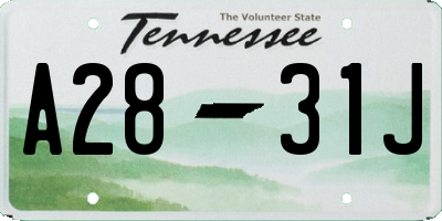 TN license plate A2831J