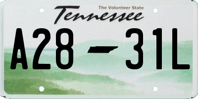 TN license plate A2831L