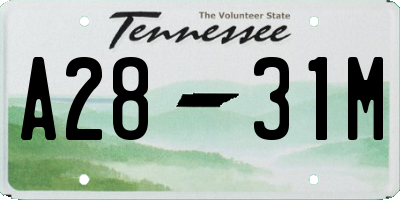 TN license plate A2831M