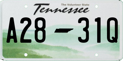 TN license plate A2831Q