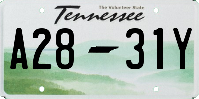TN license plate A2831Y