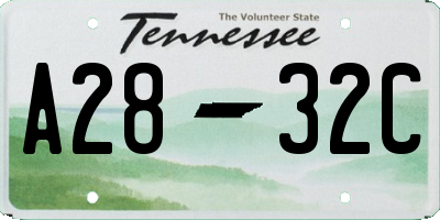 TN license plate A2832C