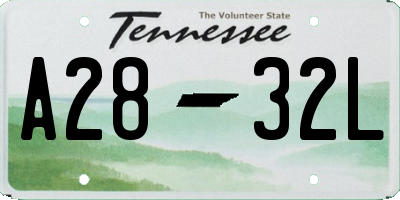TN license plate A2832L