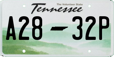 TN license plate A2832P