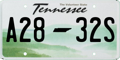 TN license plate A2832S