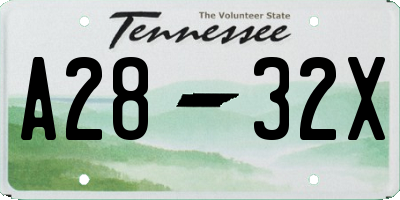 TN license plate A2832X