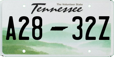 TN license plate A2832Z