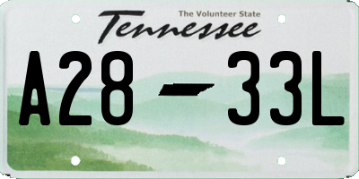 TN license plate A2833L