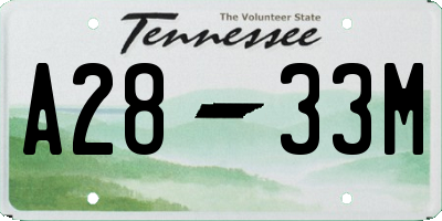 TN license plate A2833M