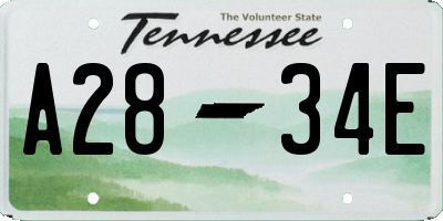 TN license plate A2834E