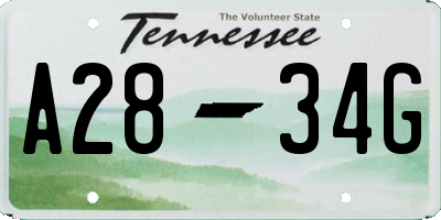 TN license plate A2834G