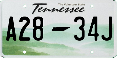 TN license plate A2834J