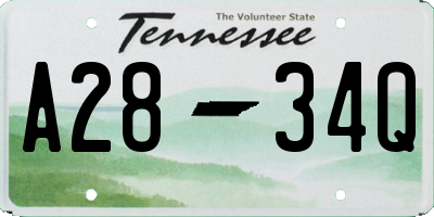 TN license plate A2834Q