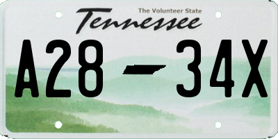 TN license plate A2834X