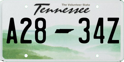 TN license plate A2834Z